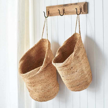 Natural Jute Artisan Handwoven Hanging Sacks - (Set of 2) Sun Republic 