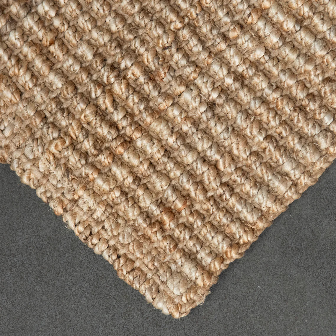 Close-up of natural jute textured rug