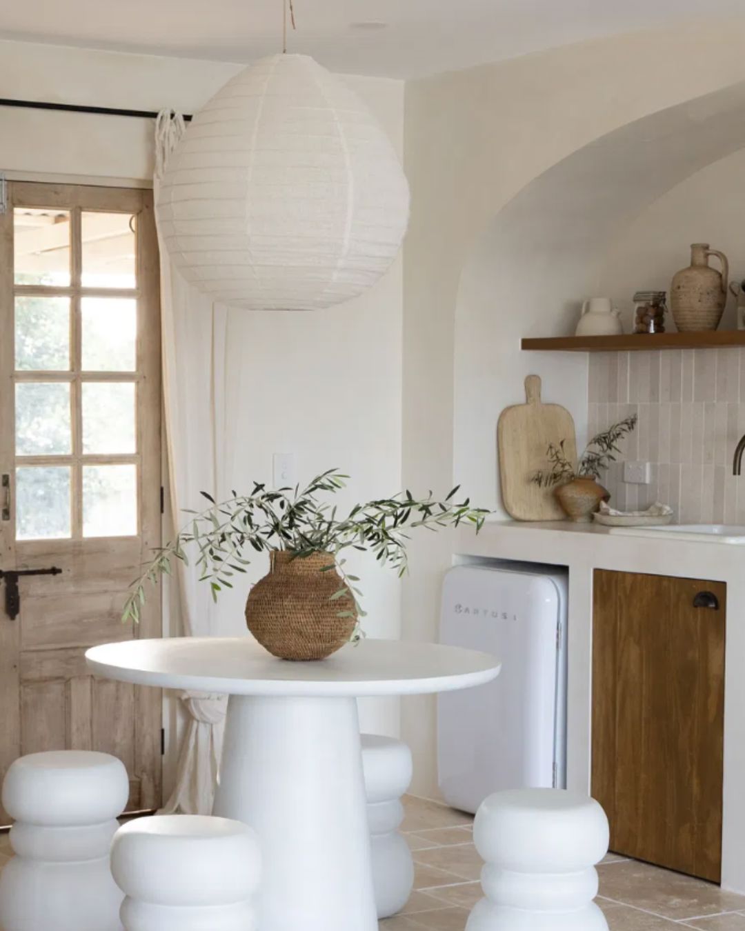 Natural Linen Pear Shape Lantern Pendant 