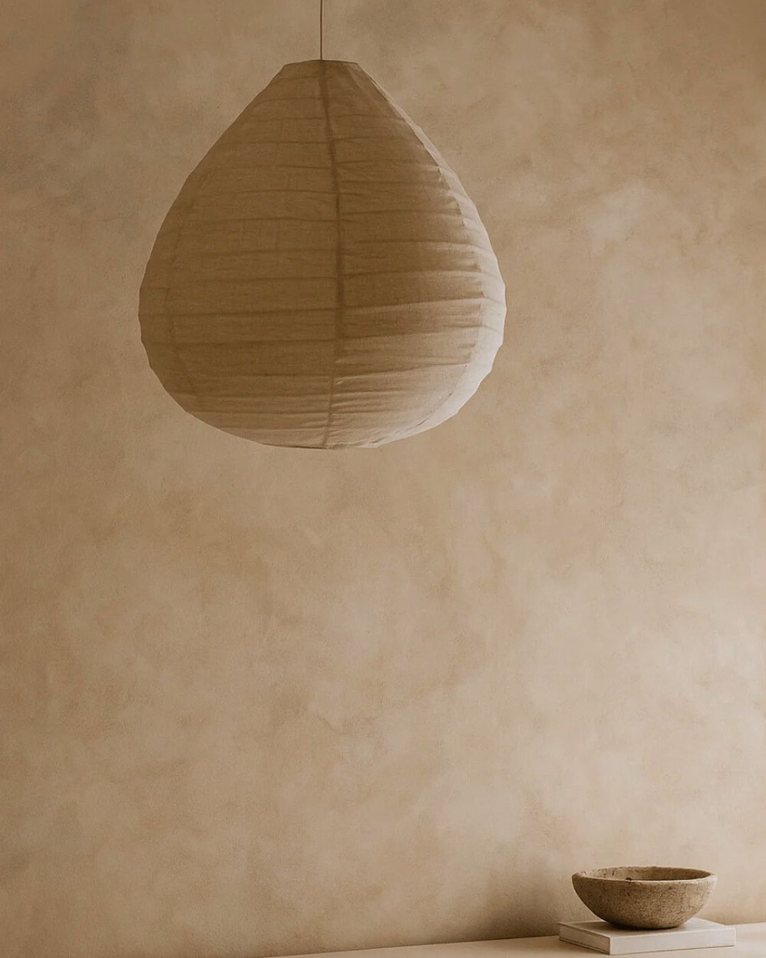 Natural Linen Pear Shape Lantern Pendant Blacksalt 