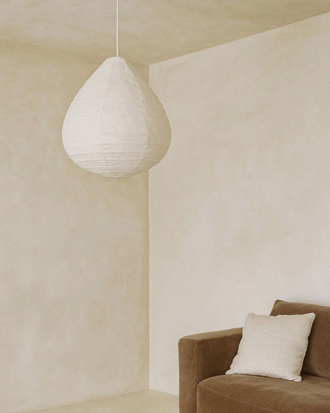 Natural Linen Pear Shape Lantern Pendant Blacksalt 