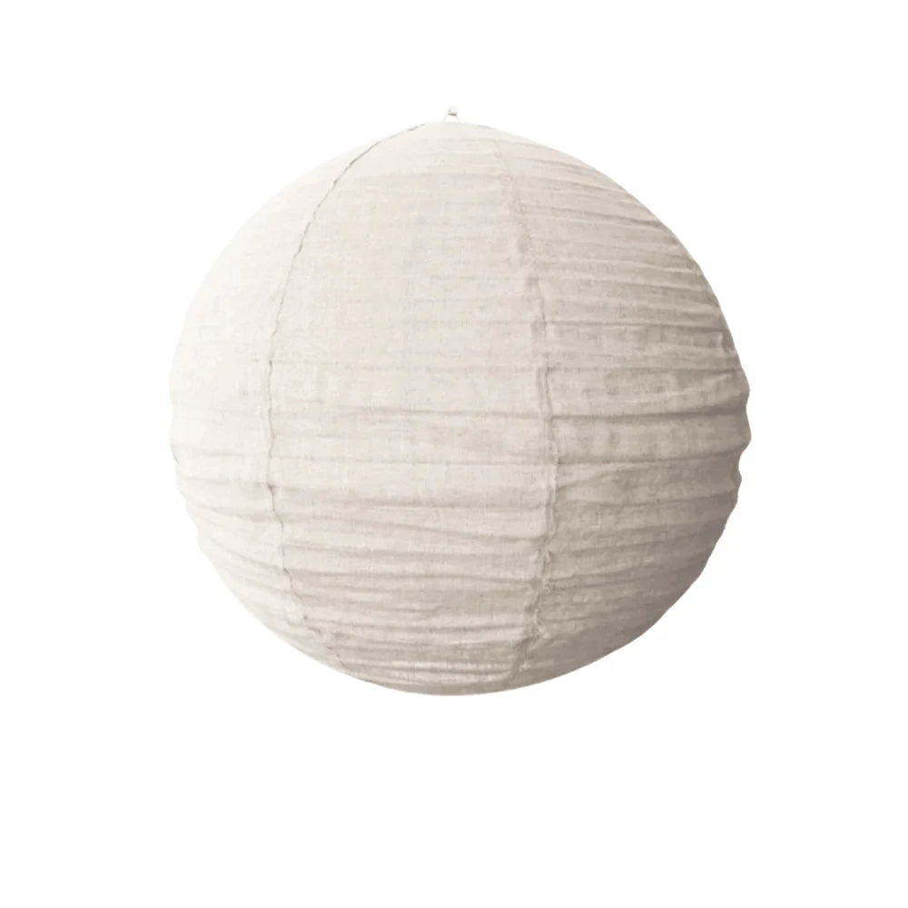 Natural Linen Round Lantern Pendant Light Shade Blacksalt 