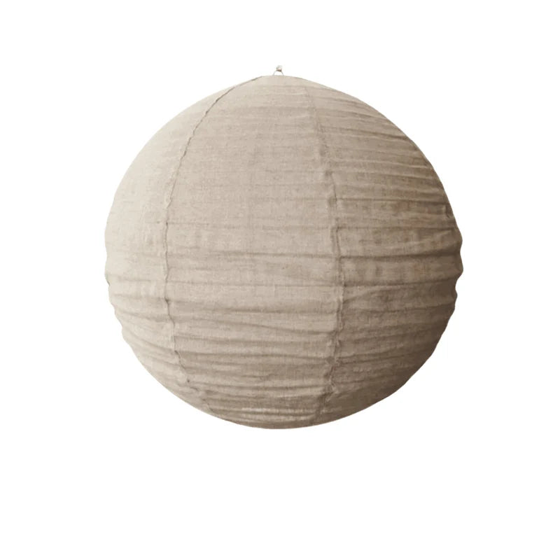 Natural Linen Round Lantern Pendant Light Shade Blacksalt 