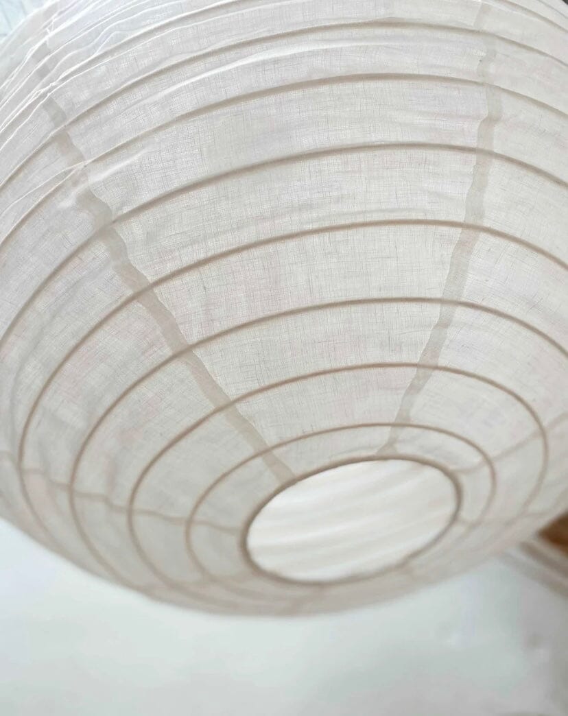 Natural Linen Round Lantern Pendant Light Shade Blacksalt 