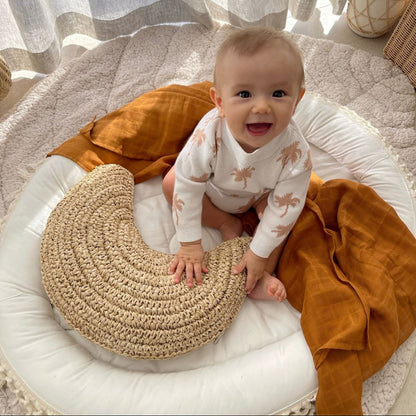 Natural Raffia Cushion - Moon 35cm Sun Republic 