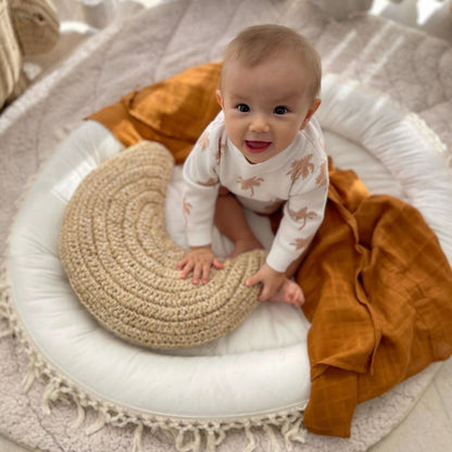 Natural Raffia Cushion - Moon 35cm Sun Republic 