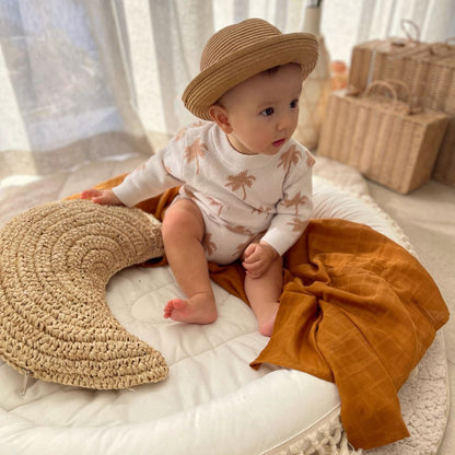 Natural Raffia Cushion - Moon 35cm Sun Republic 