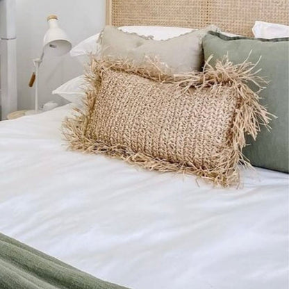 Natural Raffia Cushion - Rectangle With Insert Sun Republic 