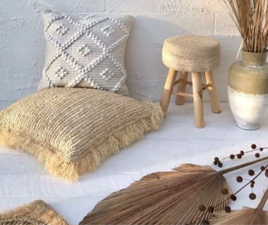 Natural Raffia Cushion - Square With Insert Euro 70cm Sun Republic 