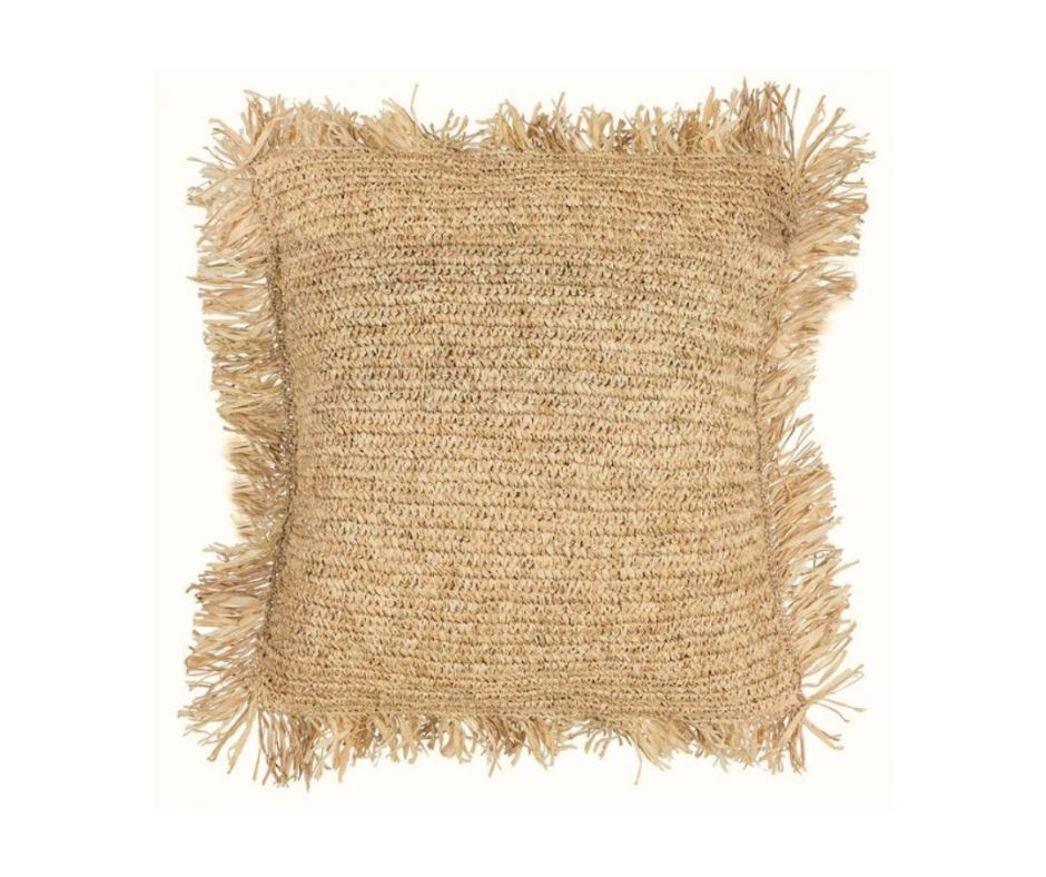 Natural Raffia Cushion - Square With Insert Euro 70cm Sun Republic 