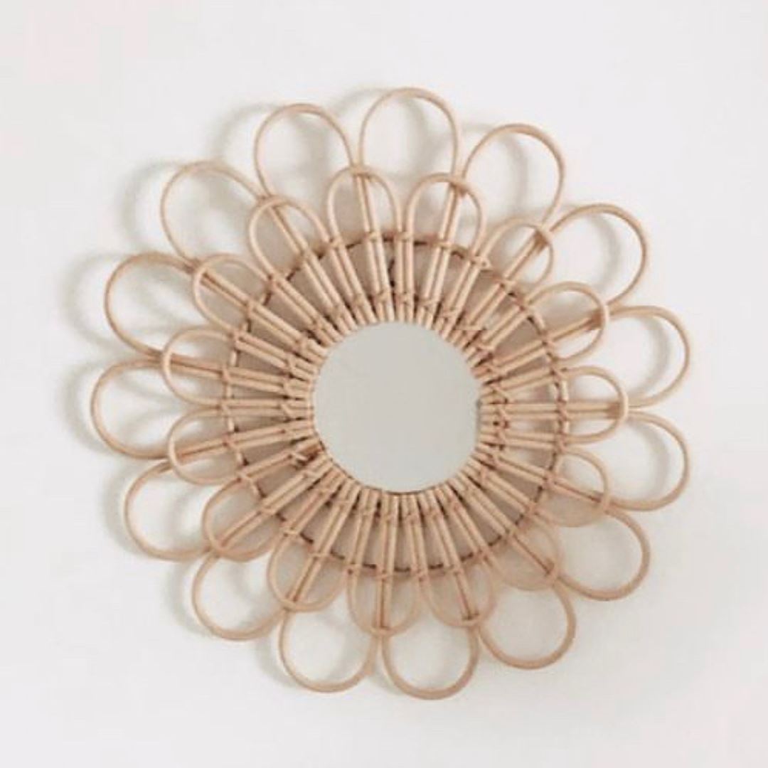 Natural Rattan Daisy Flower Mirror Sun Republic 