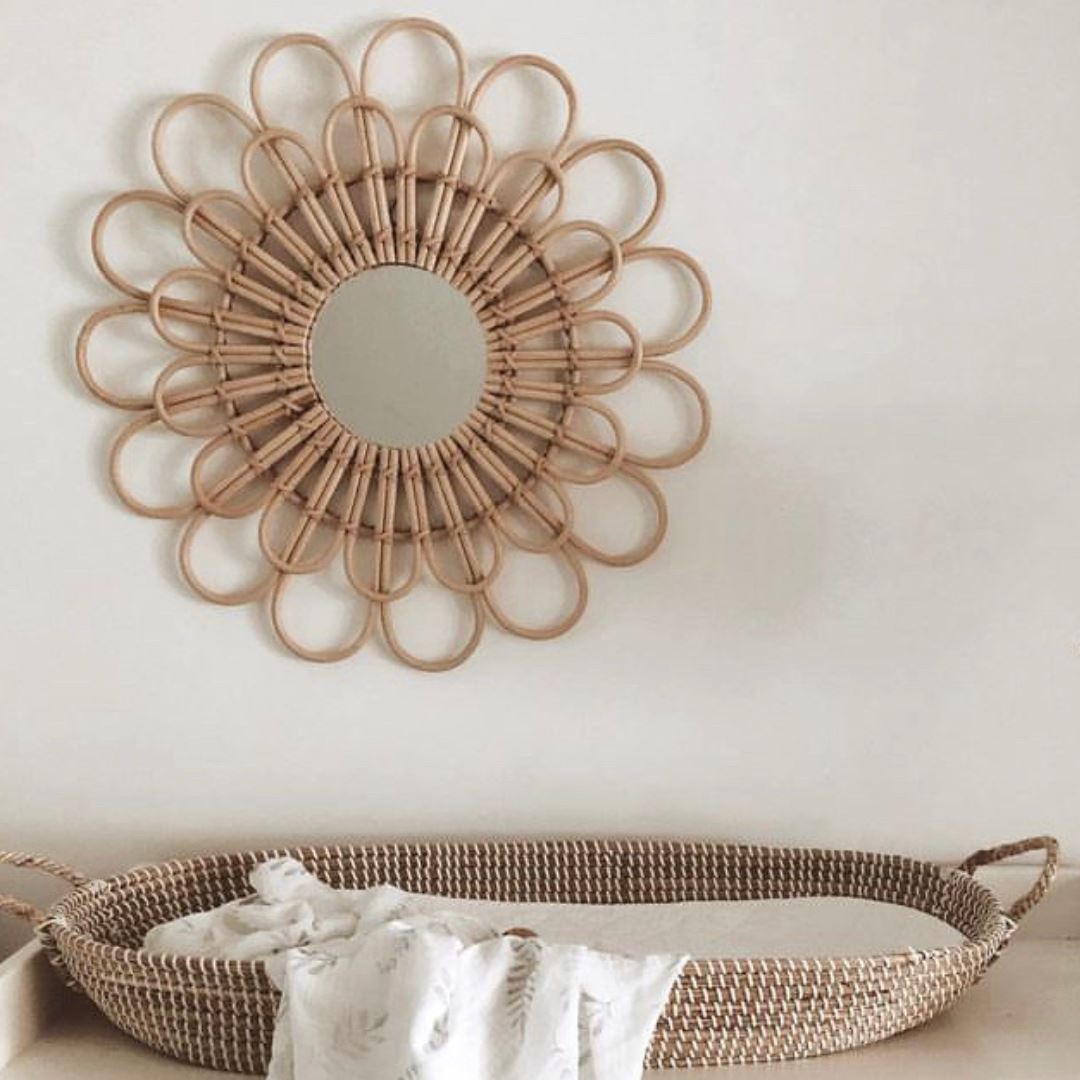 Natural Rattan Daisy Flower Mirror Sun Republic 