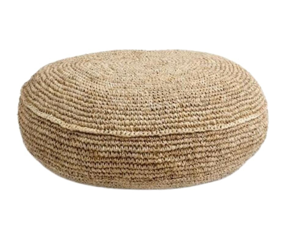 Natural Seagrass Round Floor Pouf Sun Republic 