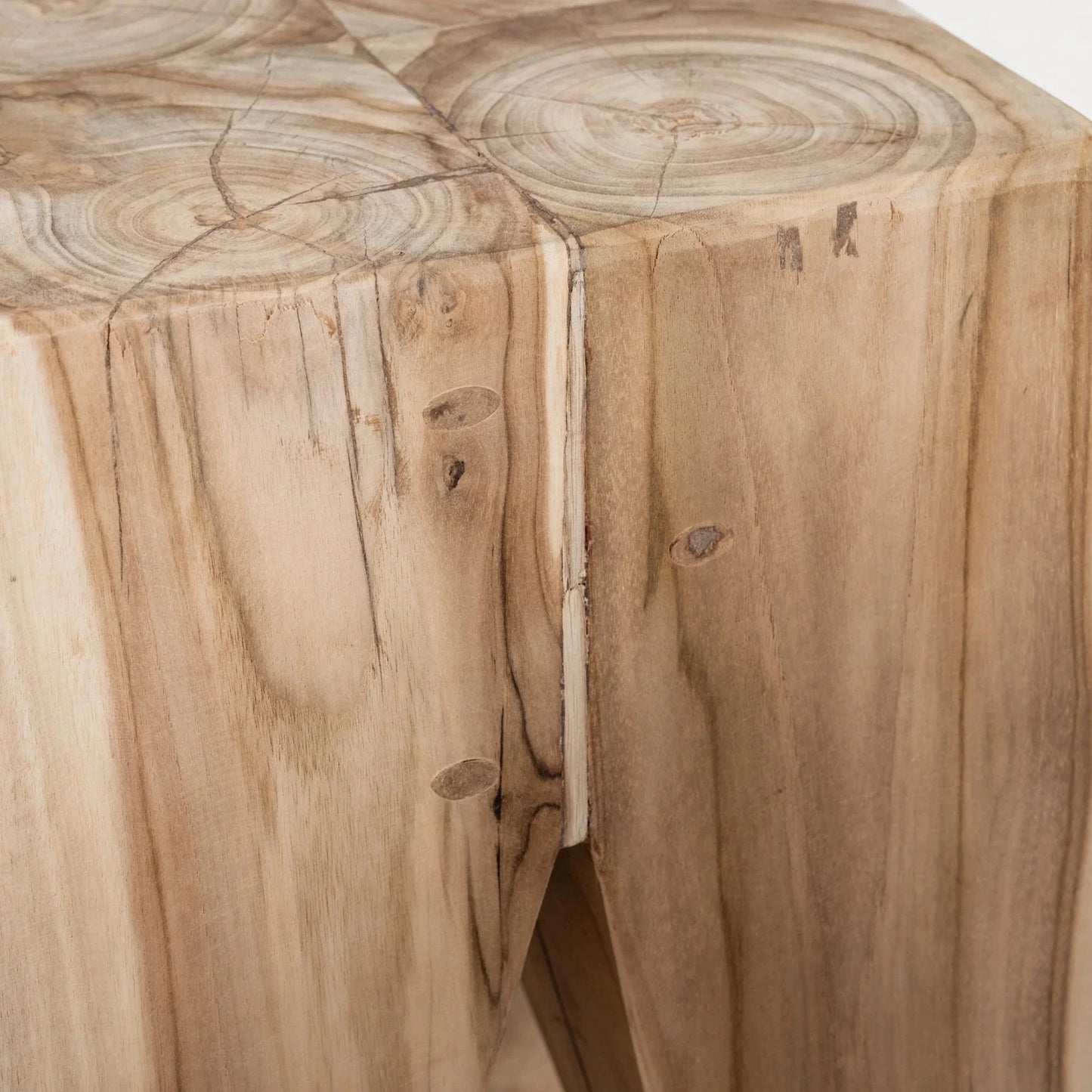 Natural Solid Teak Timber Square Rafi Peg Stool / Side Table Sun Republic