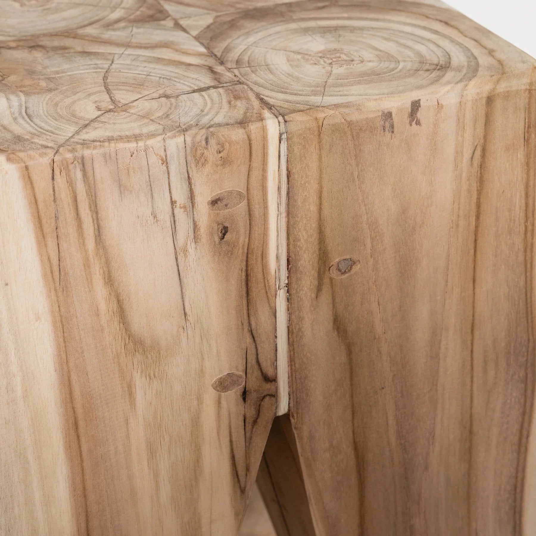 Natural Solid Teak Timber Square Rafi Peg Stool / Side Table Sun Republic