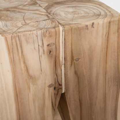 Natural Solid Teak Timber Square Rafi Peg Stool / Side Table Sun Republic