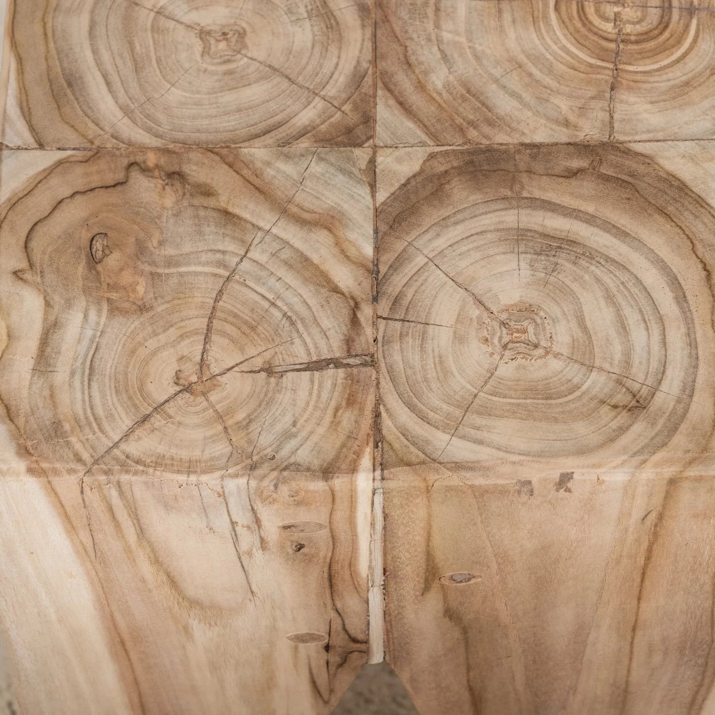 Natural Solid Teak Timber Square Rafi Peg Stool / Side Table Sun Republic