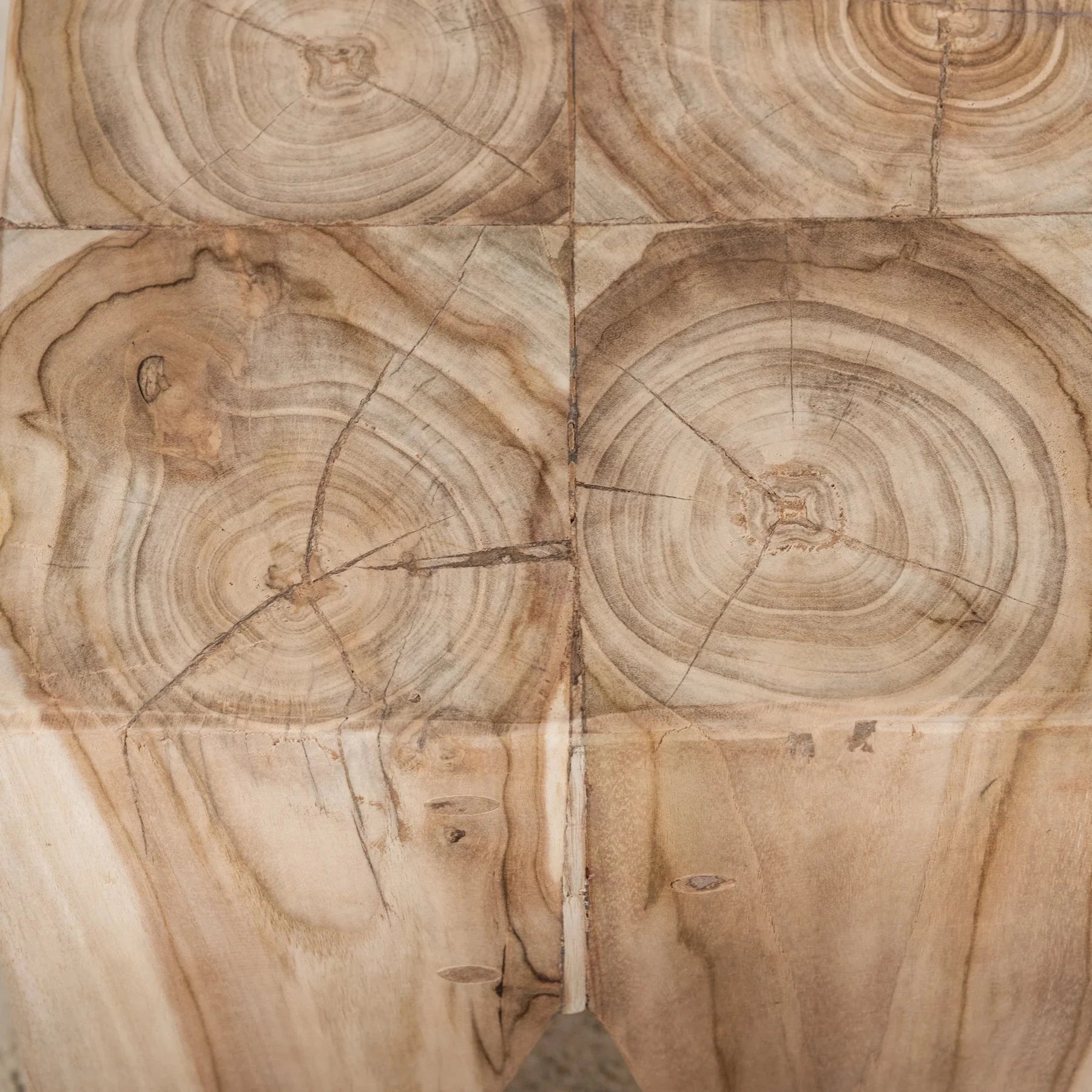 Natural Solid Teak Timber Square Rafi Peg Stool / Side Table Sun Republic