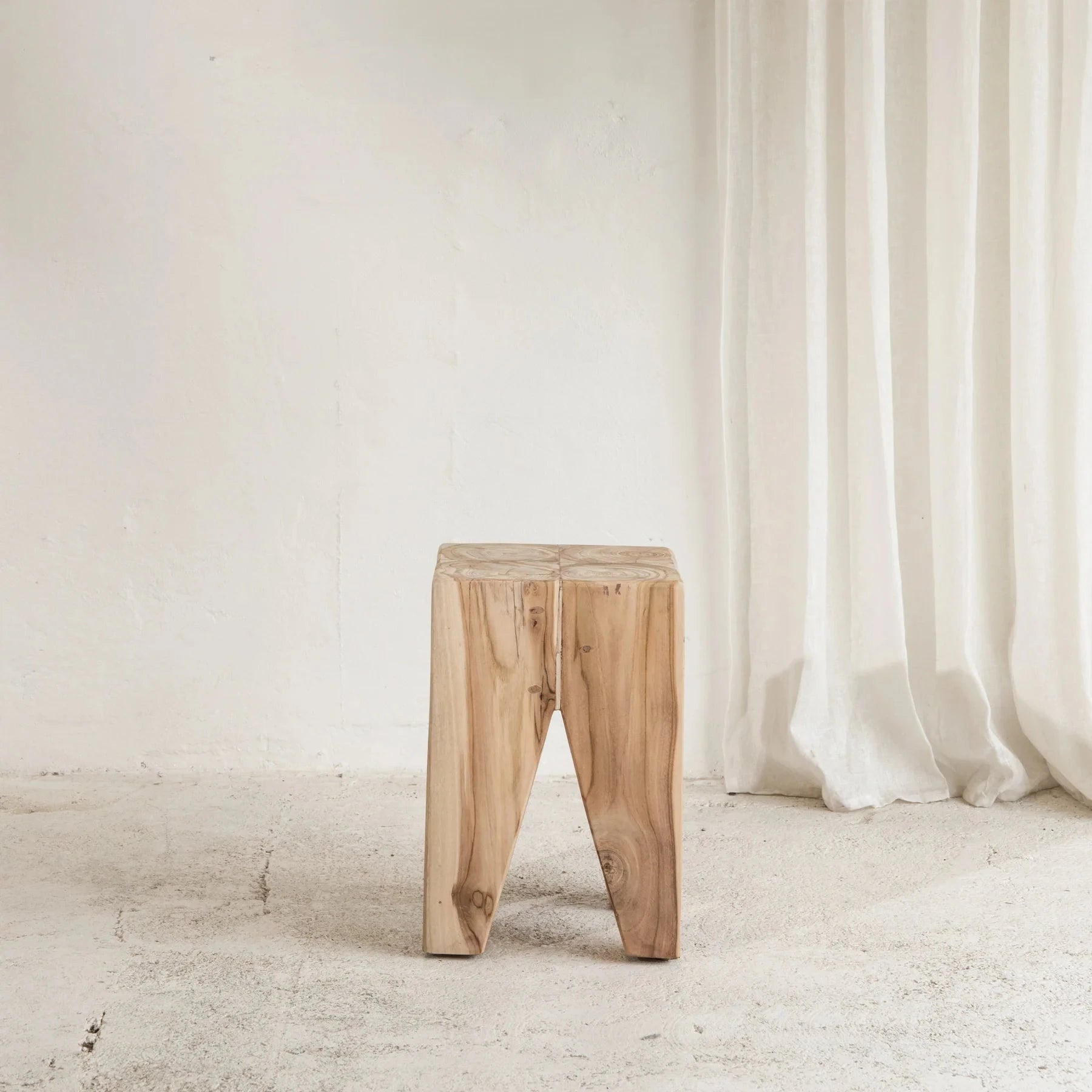 Natural Solid Teak Timber Square Rafi Peg Stool / Side Table Sun Republic