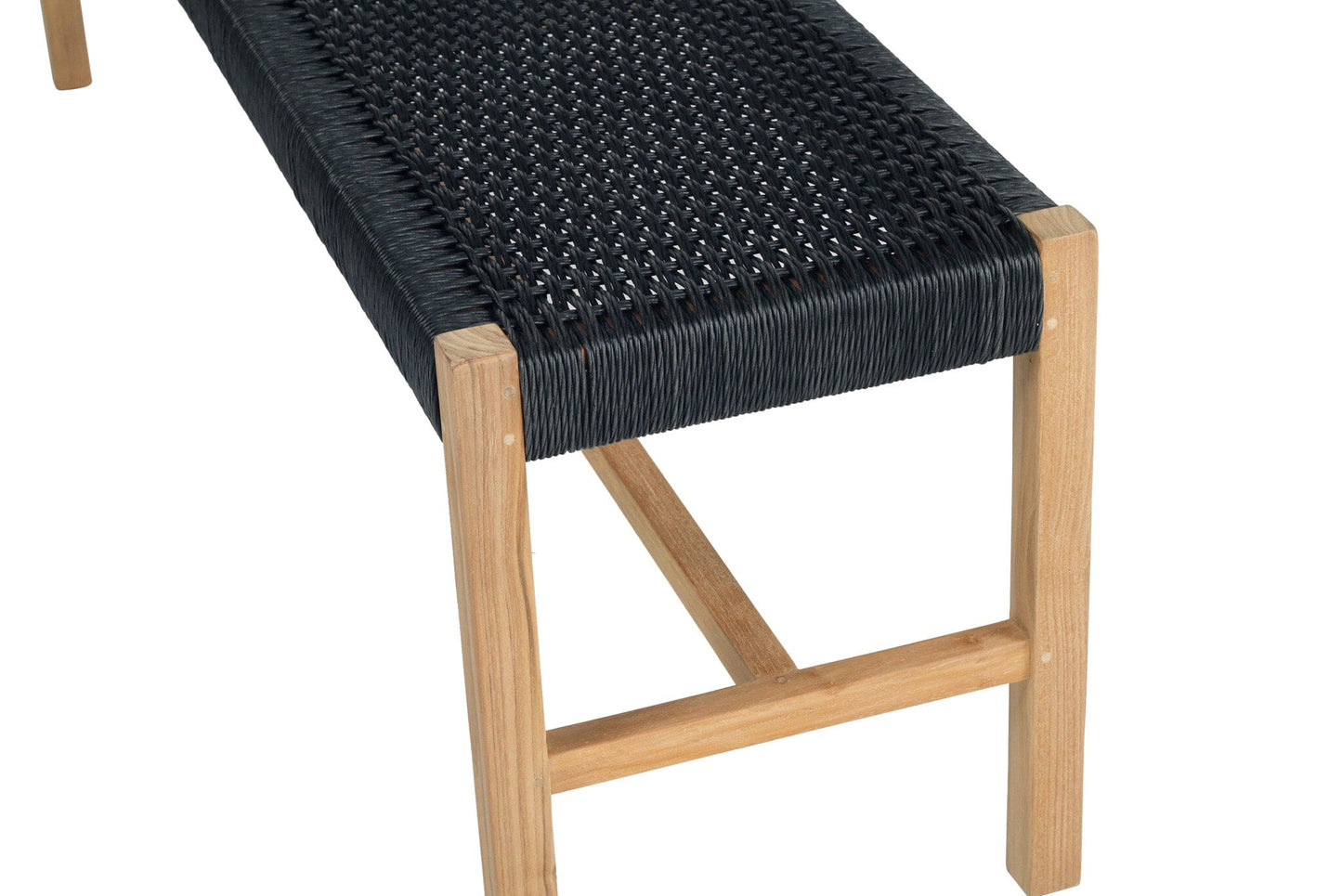 Natural Teak Coastal Style Woven Bench Seat - Black Sun Republic 