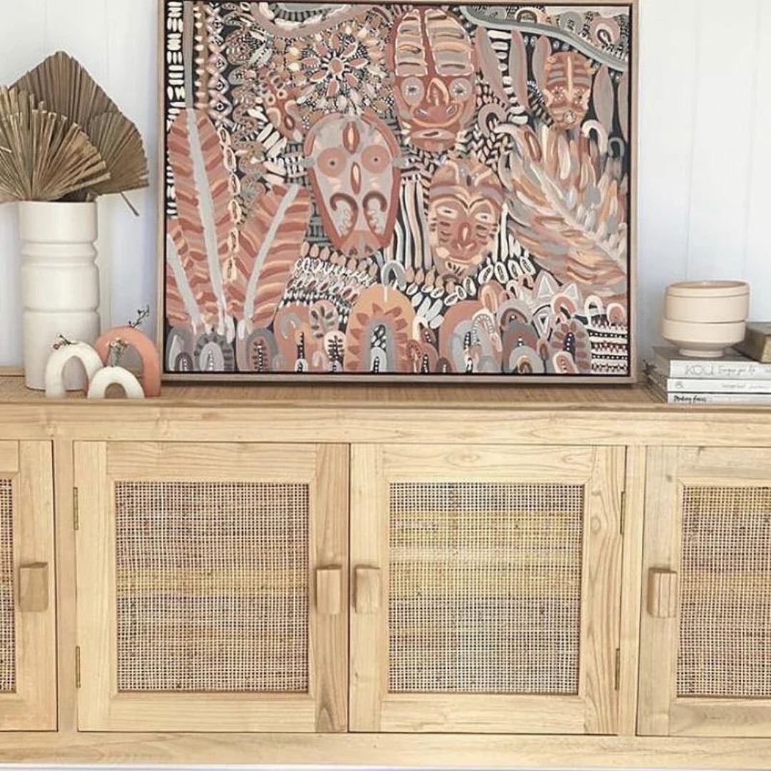Natural Teak & Rattan Seville Sideboard Blacksalt 