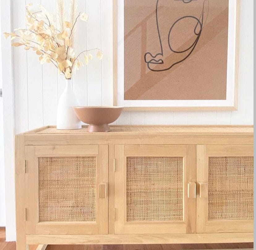 Natural Teak & Rattan Seville Sideboard Blacksalt 