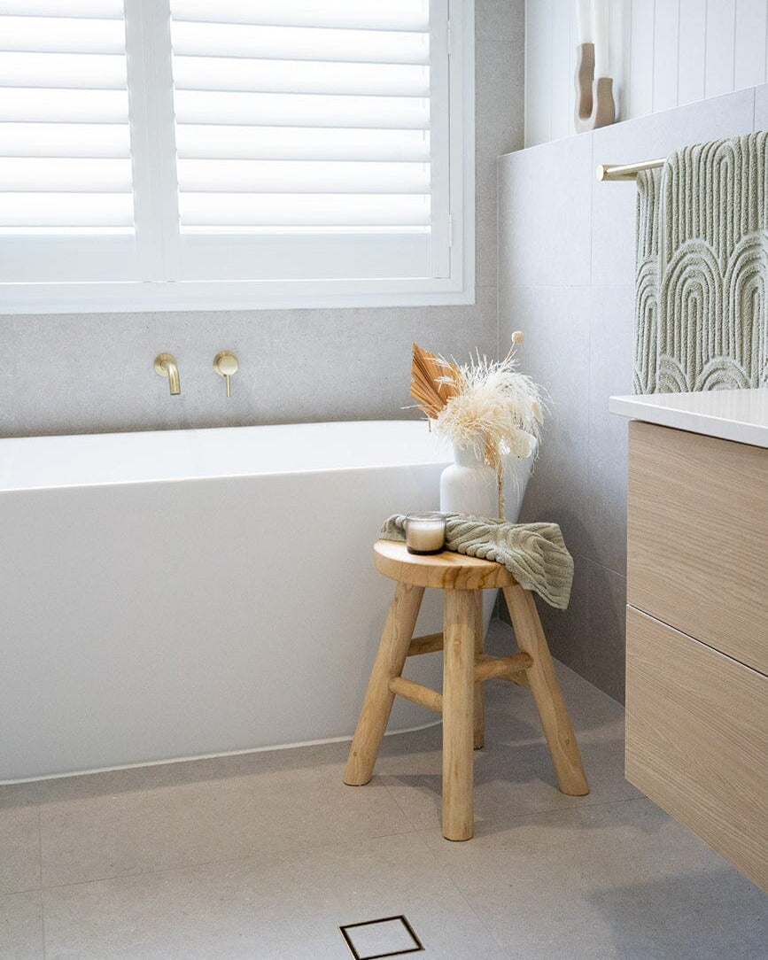 Natural Teak Round Short Stool