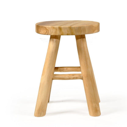 Natural Teak Round Short Stool