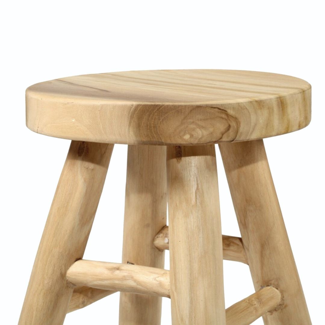 Natural Teak Round Stool Solid Timber Side Table