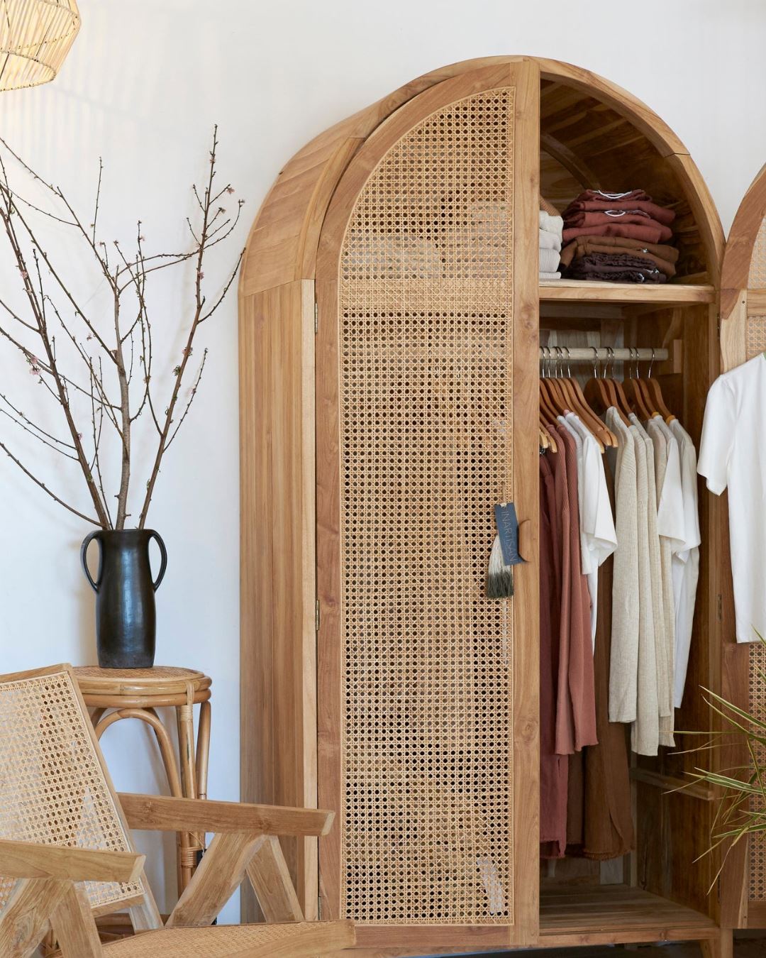 Navah Rattan & Teak Arched Wardrobe | Made-to-Order Inartisan 