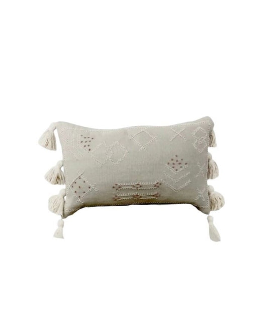 Noa Cotton Boho Embroidered Folk Cushion |Soft Sage Sun Republic