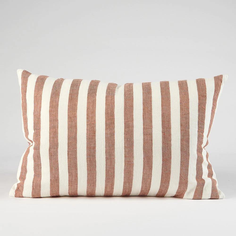 Nutmeg/White Classic Stripe Cushion With Feather Insert - 2 Sizes Sun Republic 
