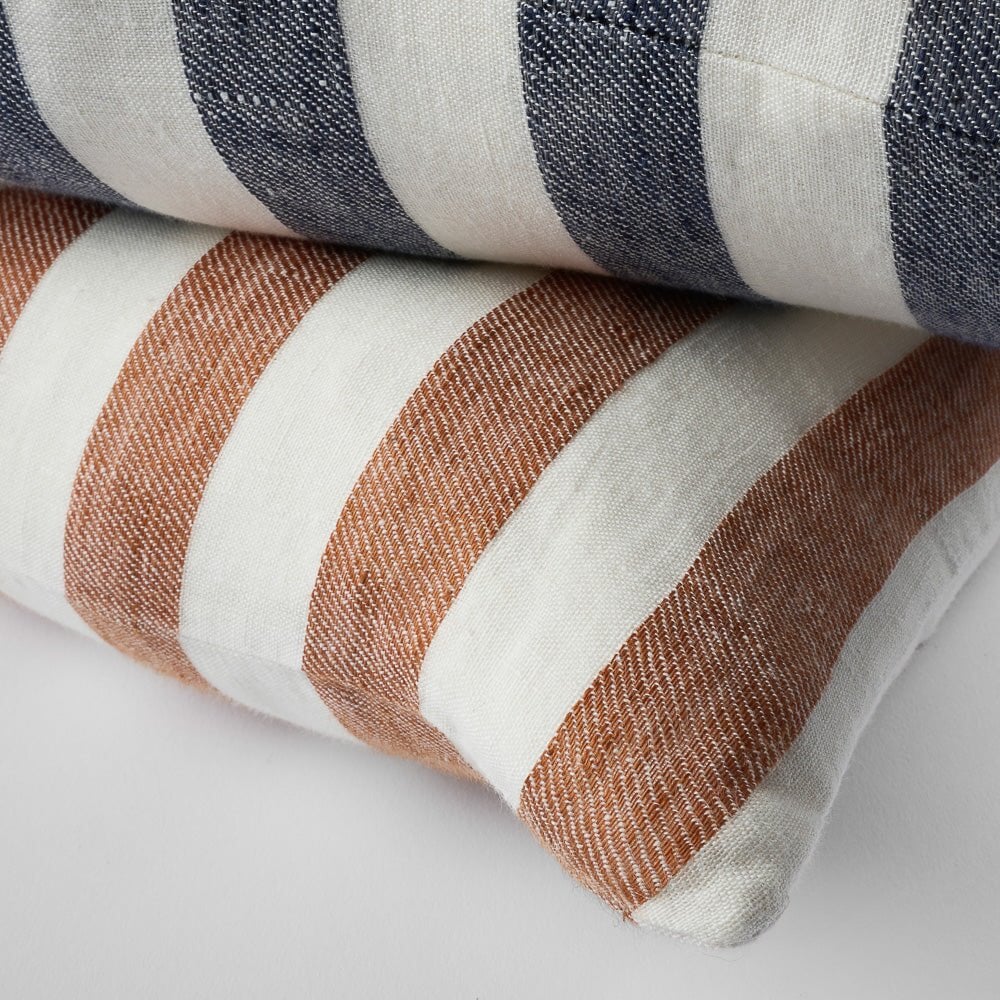Nutmeg/White Classic Stripe Cushion With Feather Insert - 2 Sizes Sun Republic 