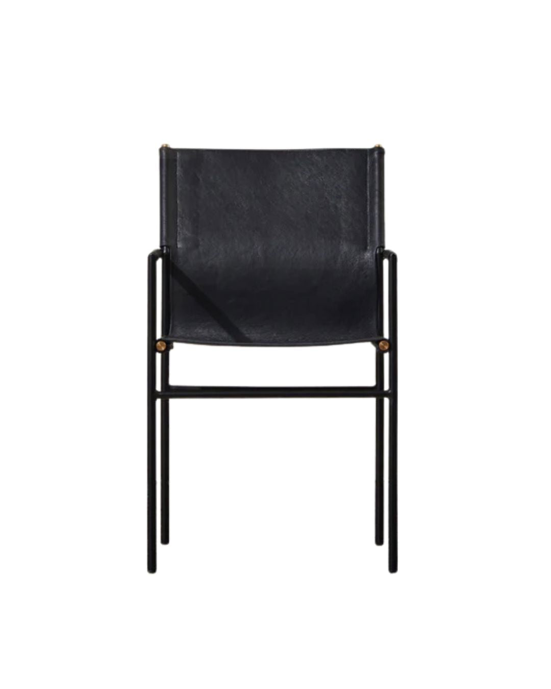 Oliver Black Leather Dining Chair - Industrial Steel Frame with Armrests Indigo Love 