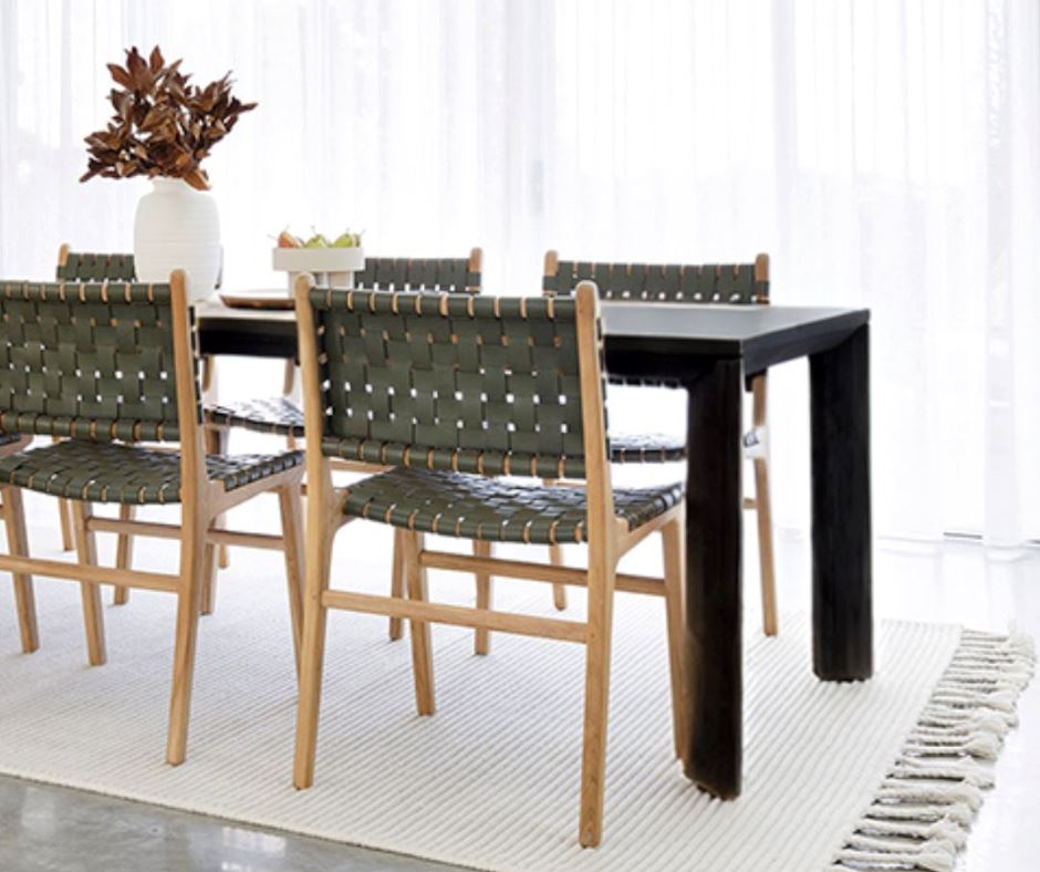 Ollie Teak Dining Table Black Sun Republic 