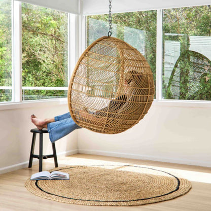 Organic Jute Round Rug | Natural & Heritage Black Zebra Home 