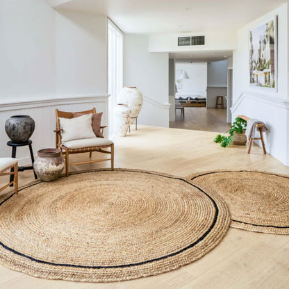Organic Jute Round Rug | Natural & Heritage Black Zebra Home 
