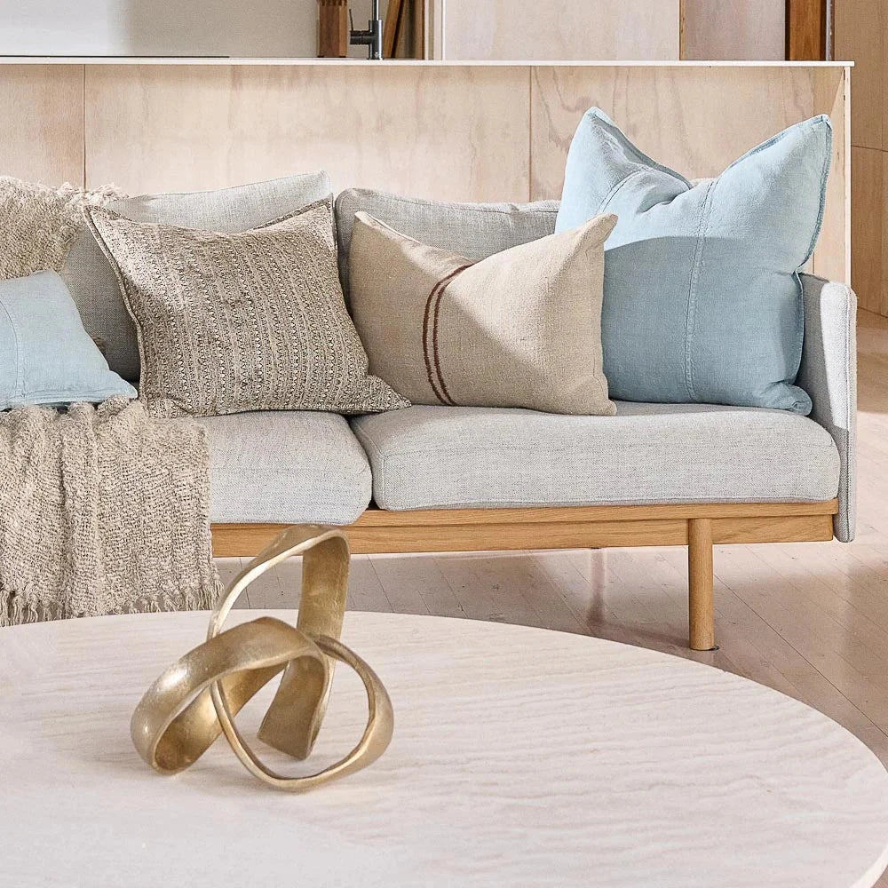 Orion Linen Cushion - Natural/Chocolate with Feather Insert | Square & Lumbar Sun Republic 