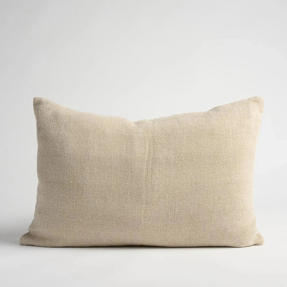 Orion Linen Cushion - Natural/Chocolate with Feather Insert | Square & Lumbar Sun Republic 