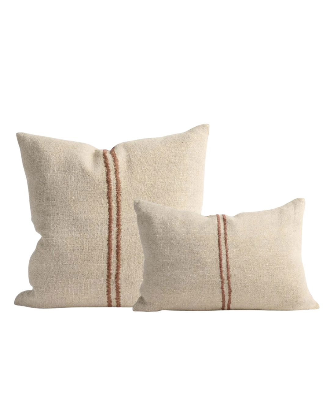 Orion Linen Cushion - Natural/Chocolate with Feather Insert | Square & Lumbar Sun Republic 