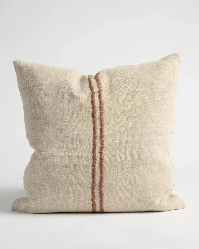 Orion Linen Cushion - Natural/Chocolate | With Feather Insert Sun Republic 
