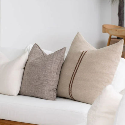 Orion Linen Cushion - Natural/Chocolate | With Feather Insert Sun Republic 
