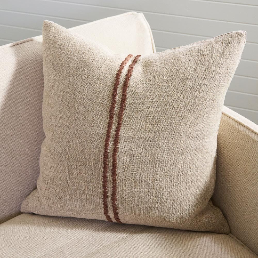 Orion Linen Cushion - Natural/Chocolate | With Feather Insert Sun Republic 