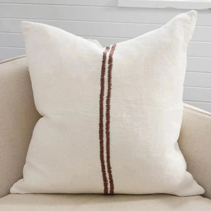 Orion Linen Cushion - Off White/Chocolate | With Feather Insert Sun Republic 