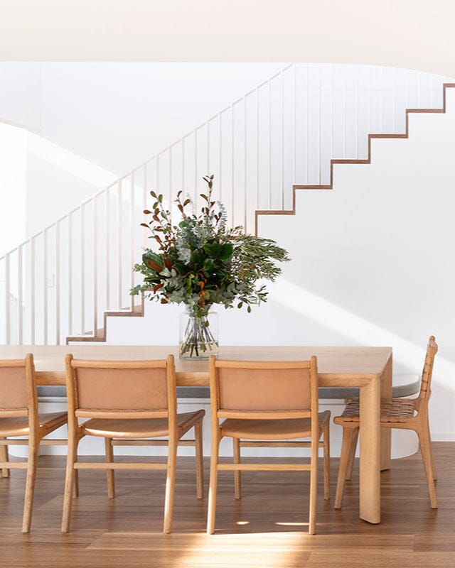 Otis Dining Chair Leather & Teak - Nude Sun Republic 