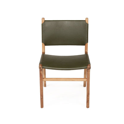 Otis Dining Chair Leather & Teak - Olive Sun Republic 