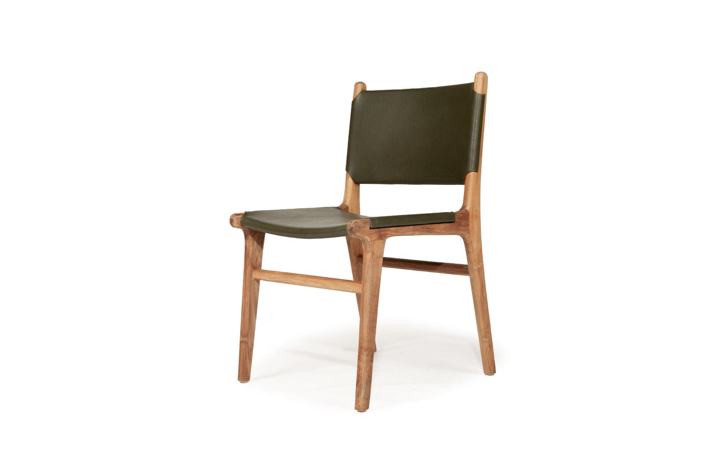 Otis Dining Chair Leather & Teak - Olive Sun Republic 