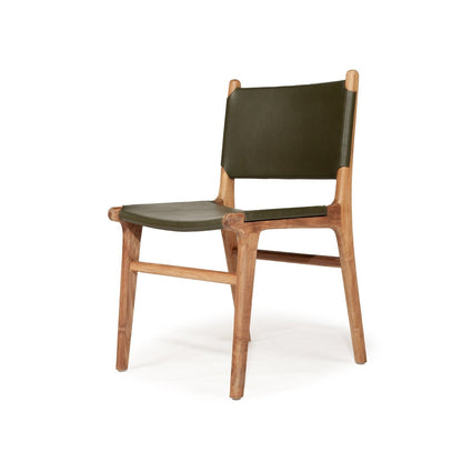 Otis Dining Chair Leather & Teak - Olive Sun Republic 