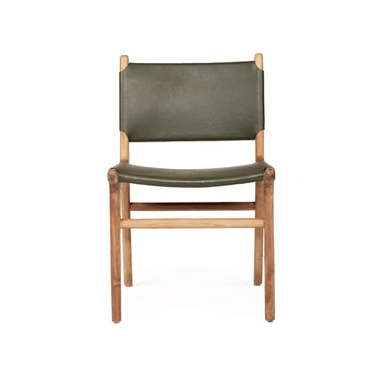 Otis Dining Chair Leather & Teak - Olive Sun Republic 