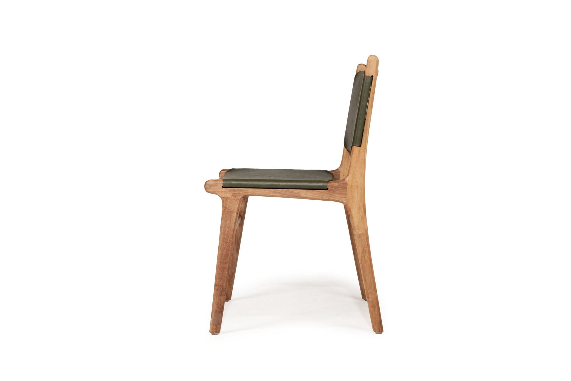 Otis Dining Chair Leather & Teak - Olive Sun Republic 